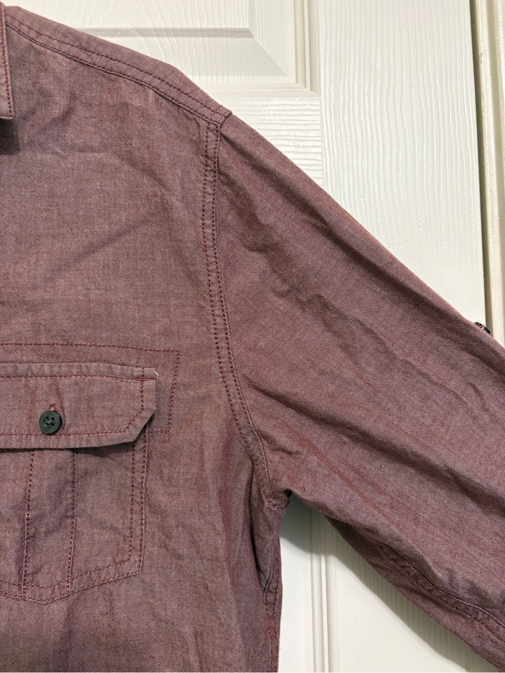 Red Camel Handcrafted Long Sleeve Button-Up Shirt in Heathered Burgundy Link New - Picture 4 of 16